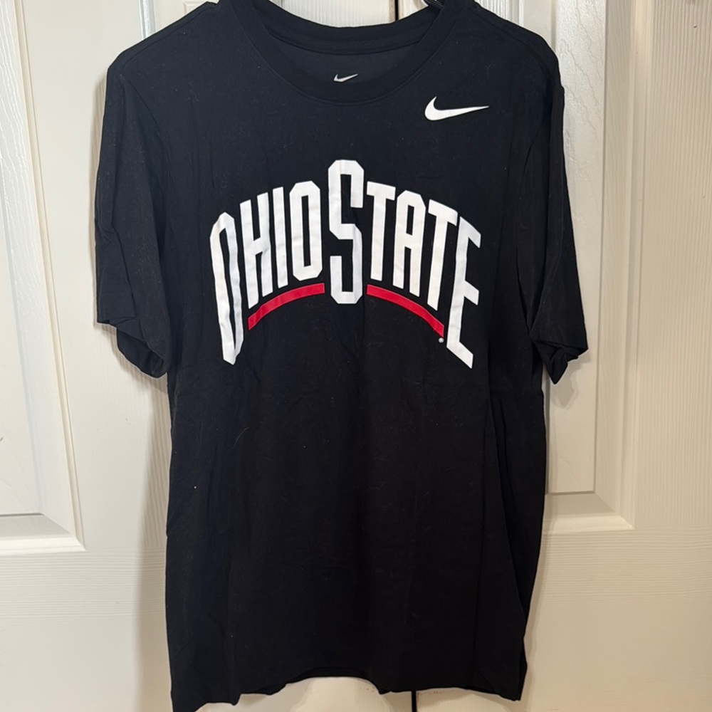 Nike Ohio State Black Tee with White and Red Accents